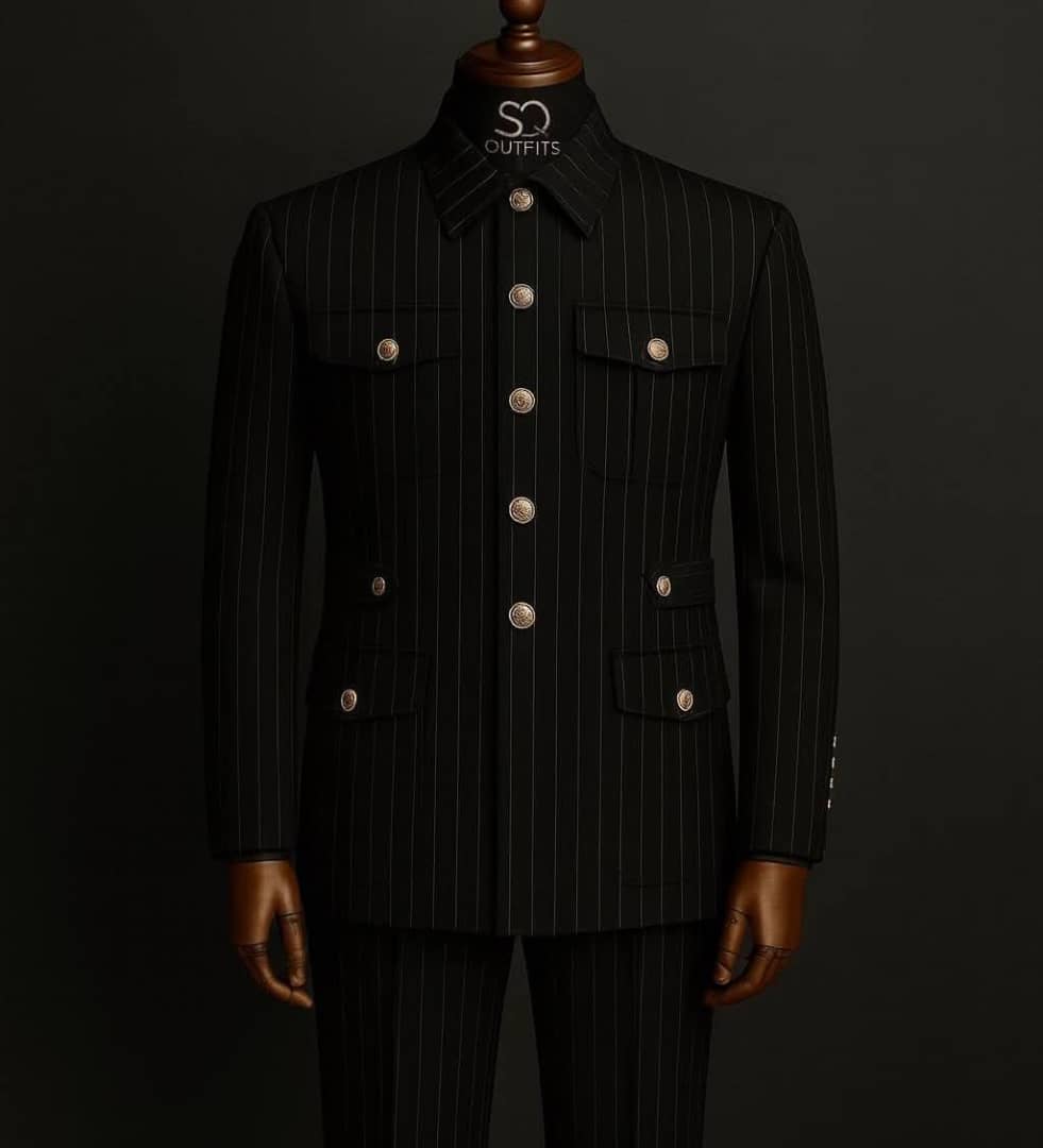 Imperial Noir Pinstripe Kaftan