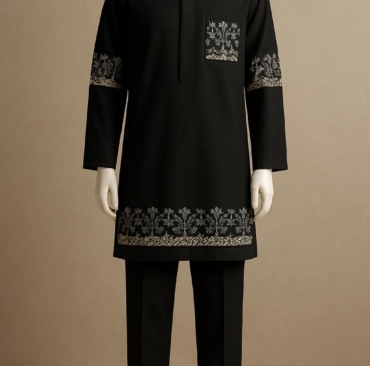 Midnight Crown Embroidered Kaftan Set