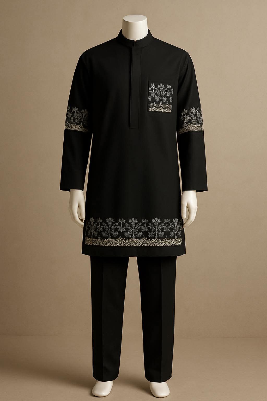 Midnight Crown Embroidered Kaftan Set