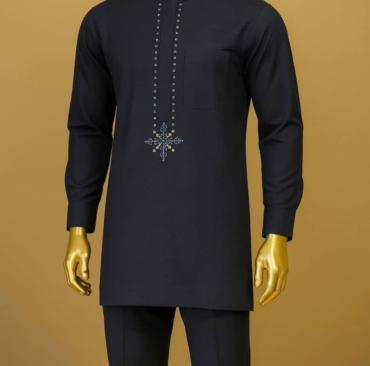 Eclipse Crest Embroidered Kaftan Set