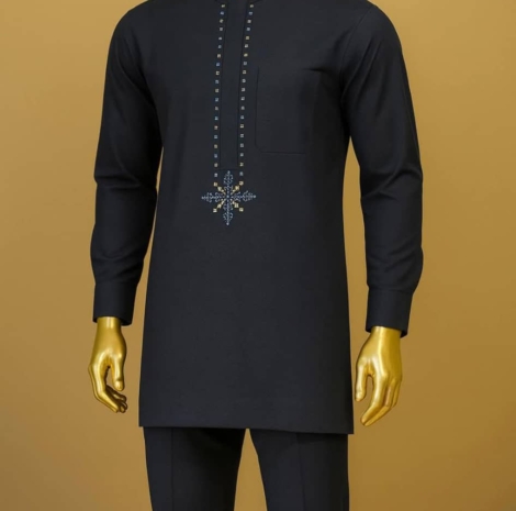 Eclipse Crest Embroidered Kaftan Set